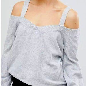 Asos Micha Lounge Grey Cold Shoulder Sweater Size M